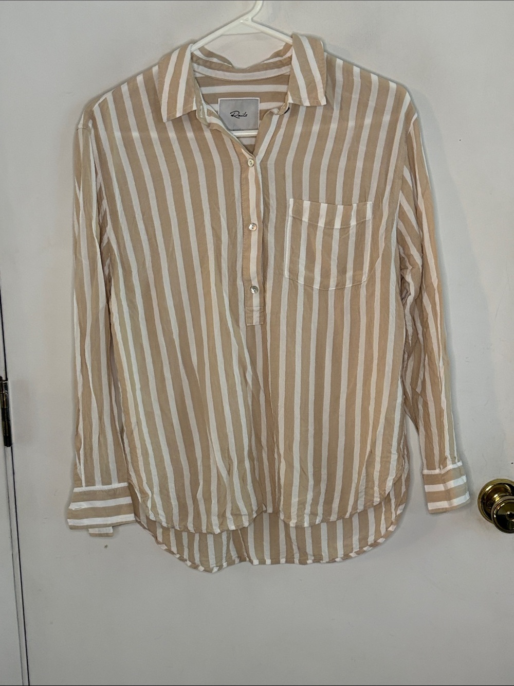Rails Elle natural stripe tan white stripe long sleeve tunic top Size Small